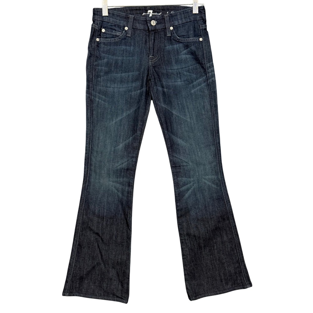 7 For All Mankind Jeans Womens 24 Fits 28 Blue A-Pocket Crystal Flare Low Rise